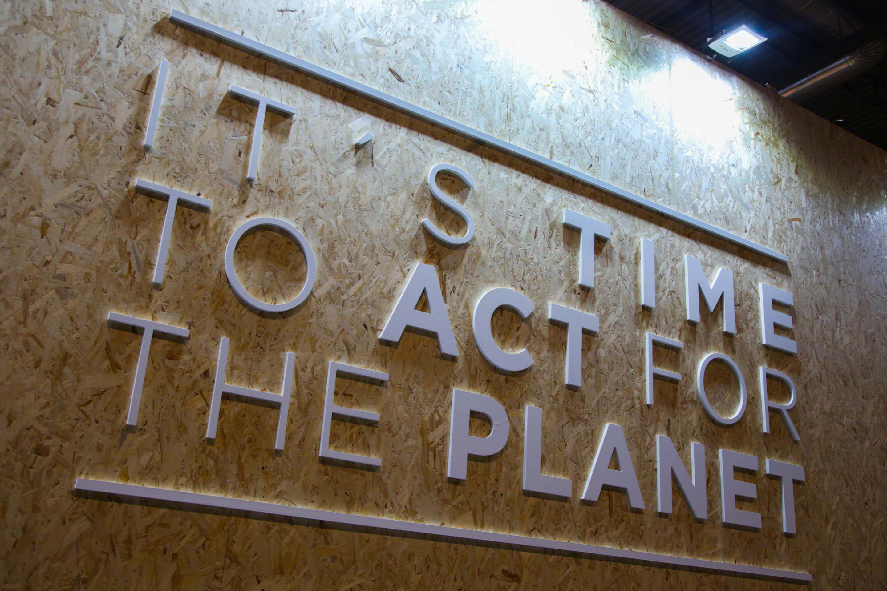 On the penultimate day of COP 25, a sign in the corridors reminds delegates of the urgency of reaching a positive outcome.