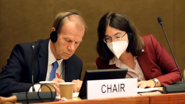 Chair Harry Liiv, Estonia, with Sonja Koeppel, Secretary of the Water Convention