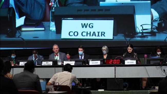 View of the dais during a contact group
