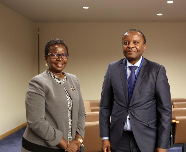 Juliette Biao Koudenoukpo, Director, UNFFS, with Chair Burundi