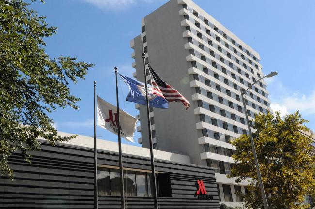 Flags outside the venue