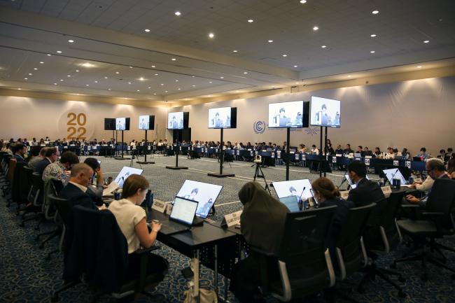 View of the room during informal consultations on the Mitigation Work Programme