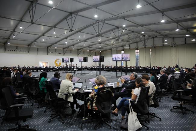 View of the room during a Heads of Delegations meeting on Cover Decisions
