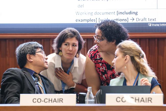 Co-Chairs and Secretariat in discussion_OEWG1.2_3feb2023_photo.jpg