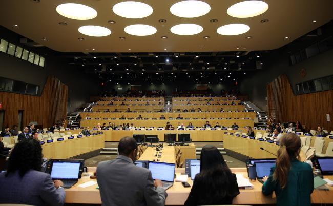 A view of the room from the perspective of the dais during informal consultations on cross-cutting issues and institutional arrangements