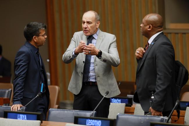 From L-R: Jilali Bensbai, Morocco; Abdennaji Laamrich, The Ministerial Conference on fisheries cooperation among African States bordering the Atlantic Ocean (ATLAFCO); and Obinna Anozie, African Union