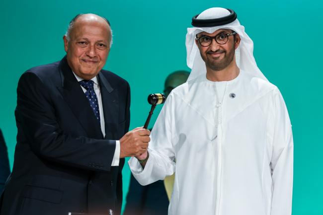 Sameh Shoukry, Minister of Foreign Affairs, Egypt, and COP 27 President, and Sultan Al Jaber, COP28 President and Minister of Industry and Advancing Technologies, UAE