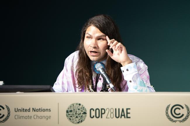 Micah “Big Wind” Carpenter-Lott, activist, US - Natural Justice - Side Event COP28 - 3 Dec 2023 - Photo