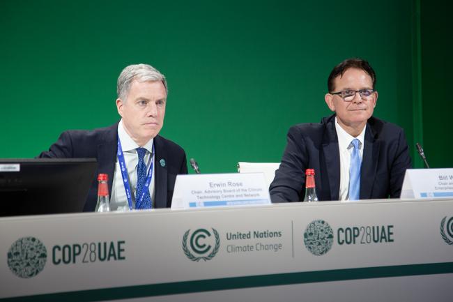 Erwin Rose, Climate Technology Center and Network (CTCN), and Bill Wright, Chair and Founder, Enterprise Neurosystem -UNFCCC - SideEvent - 9dec2023 - Photo