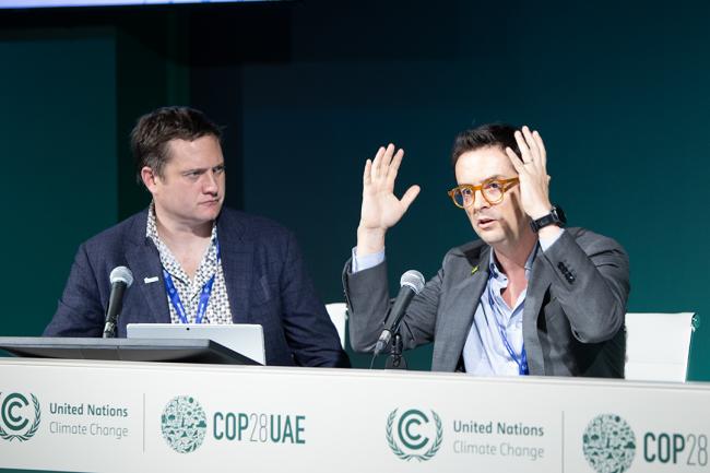 Kevin Krausert, CEO & Co-Founder, Avatar Innovations (Moderator), and Santiago Martinez, Head of Sustainability & Decarbonization, Ecopetrol -IGU-COP28 6dec2023 - Photo