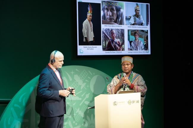 Miguel Guimaraes, Inter-Ethnic Development Association of Ucayali - Natural Justice - Side Event COP28 - 3 Dec 2023 - Photo