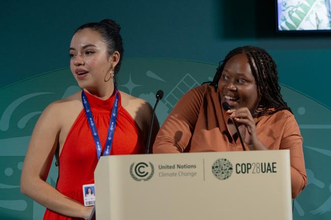 Valeria Peláez Cardona, WECF and Zukiswa White, WGC moderated the event - WECF-Side Event -COP28 5dec2023 - Photo