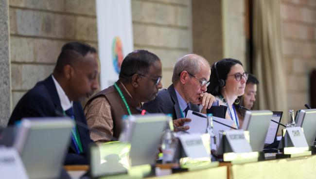 View of the dais during the morning plenary