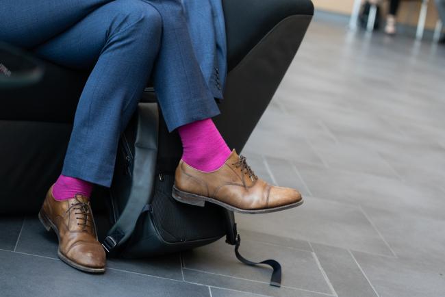 Delegates wear pink around the venue in an effort to raise awareness about the need for gender equality and balance within the climate negotiations