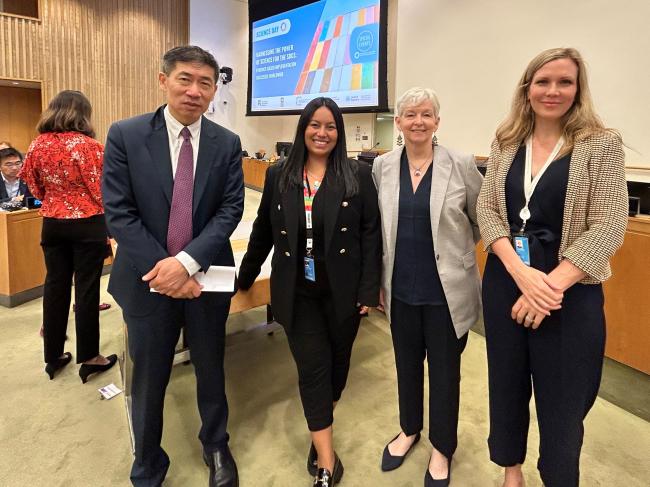 Haoliang Xu, Associate Administrator, UNDP; Ivonne Lobos Alva, SEI Latin America; Ko Barrett, Deputy Secretary-General, WMO; and Laurel Patterson, UNDP