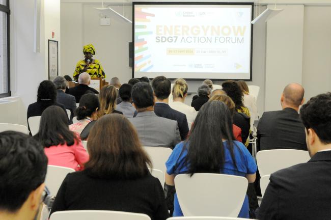 Sheila Oparaocha, Executive Director, ENERGIA, addresses participants during the event on"The Global Clean Cooking Roadmap: Advances and Challenges"