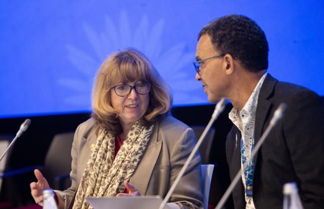 CBD Executive Secretary Astrid Schomaker, and David Obura, IPBES Chair - Synergies between biodiversity and climate change- 30 Oct 2024