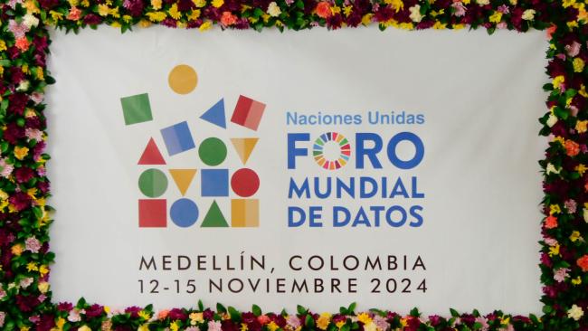 UN World Data Forum 2024 logo among flowers